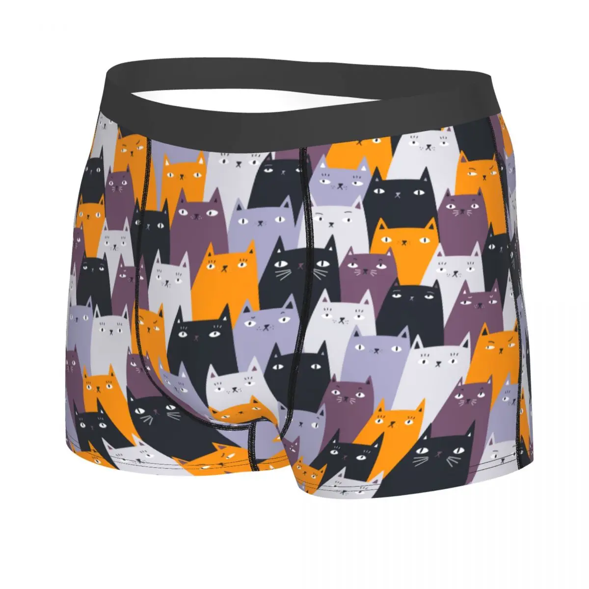 Custom Cool Angry Cats Pattern Boxers Shorts Panties Men's Underpants Stretch Briefs Underwear