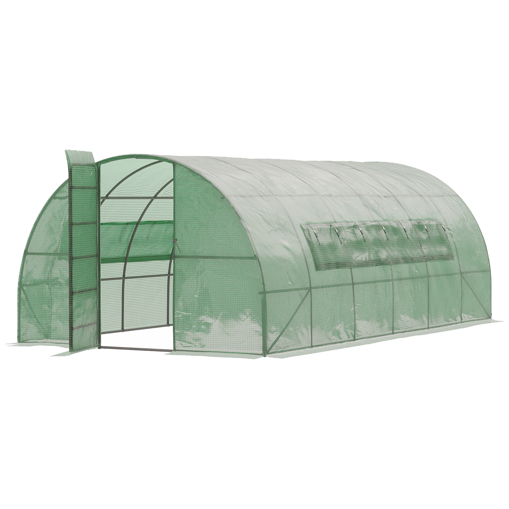 Outsunny 6x3x2m tunnel greenhouse with door and windows large garden greenhouse with PE cover and galvanized Metal