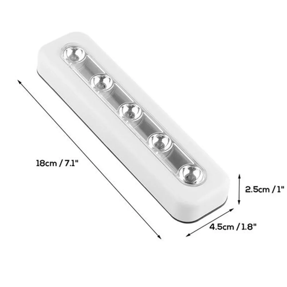 Wireless Motion Sensor Night Light Bar with 5 Bright White Leds Adhesive Back for Closet Cabinet Wardrobe Drawer Stairs Hallway