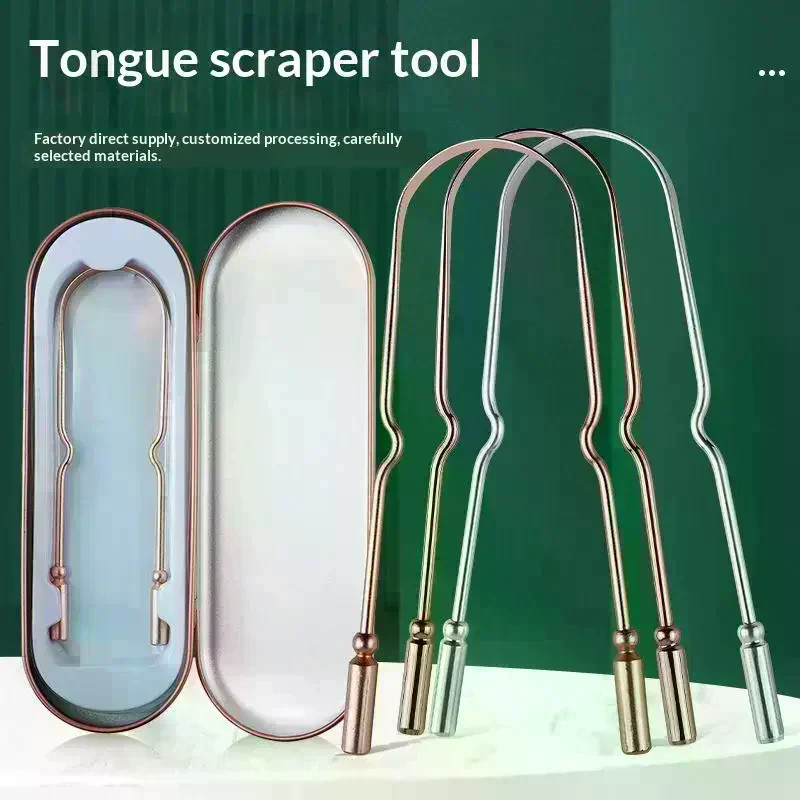 Steel/Pure Copper Tongue Scraper With Storage Box Oral Cleaner Brush Fresh Cleaning Hygiene High Quality Tongue Scrape Stainles