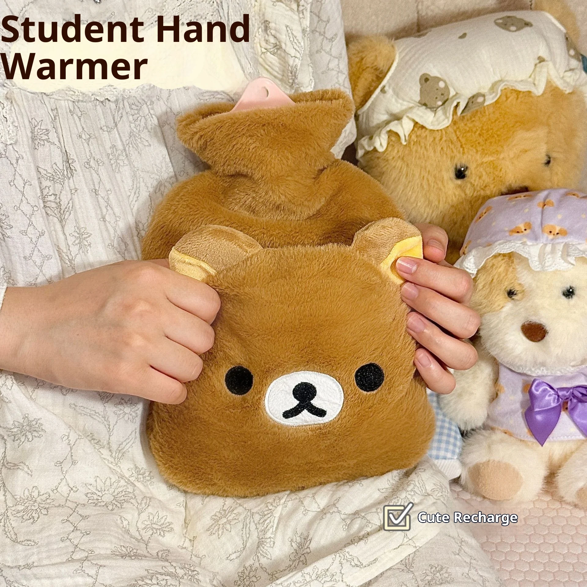 

Plush Heated Hand Bag Stuffed Animal Warm Water Bottle for Stomach Heating Soft Plush Hand Warmer for Cold Days