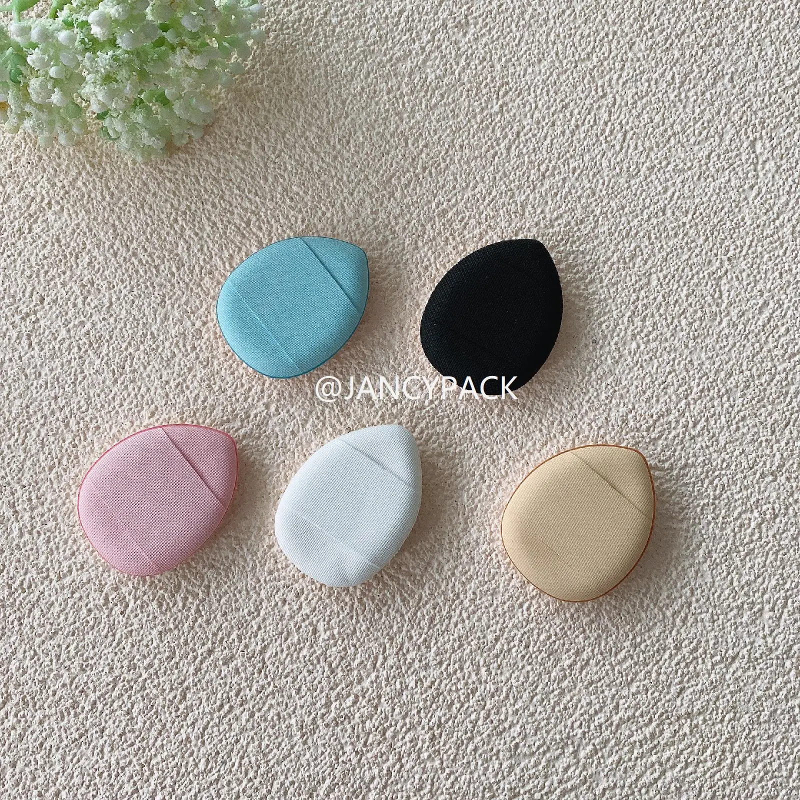 50 個ミニパウダーパフメイクスポンジフェイスコンシーラー美容卵ファンデーションメイクアップフィンガーパウダーパフ詳細メイクアップツール