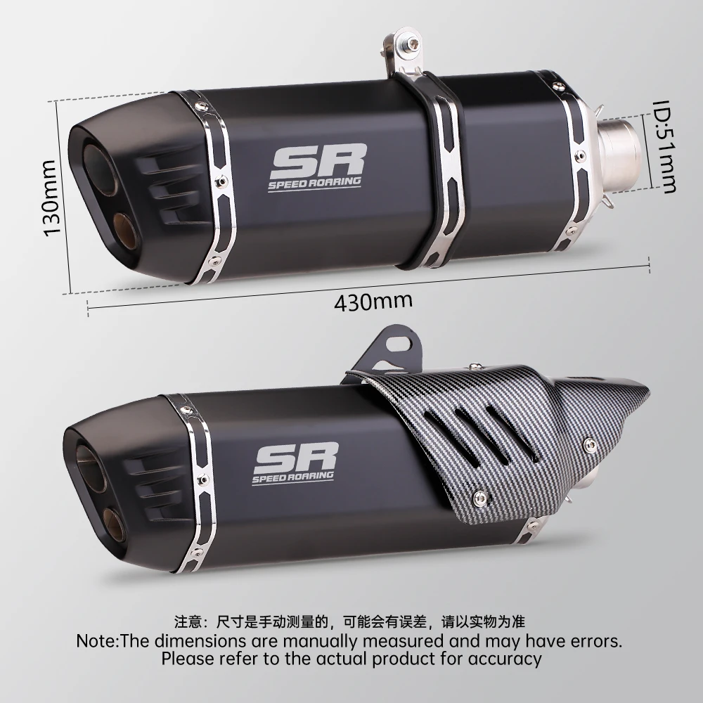 Universal 51mm Motorcycle Exhaust Modified Double Hole Muffler For DUKE 1290 CBR1000 GSX-S750 S1000RR xj6 adv350 S7 - view 3