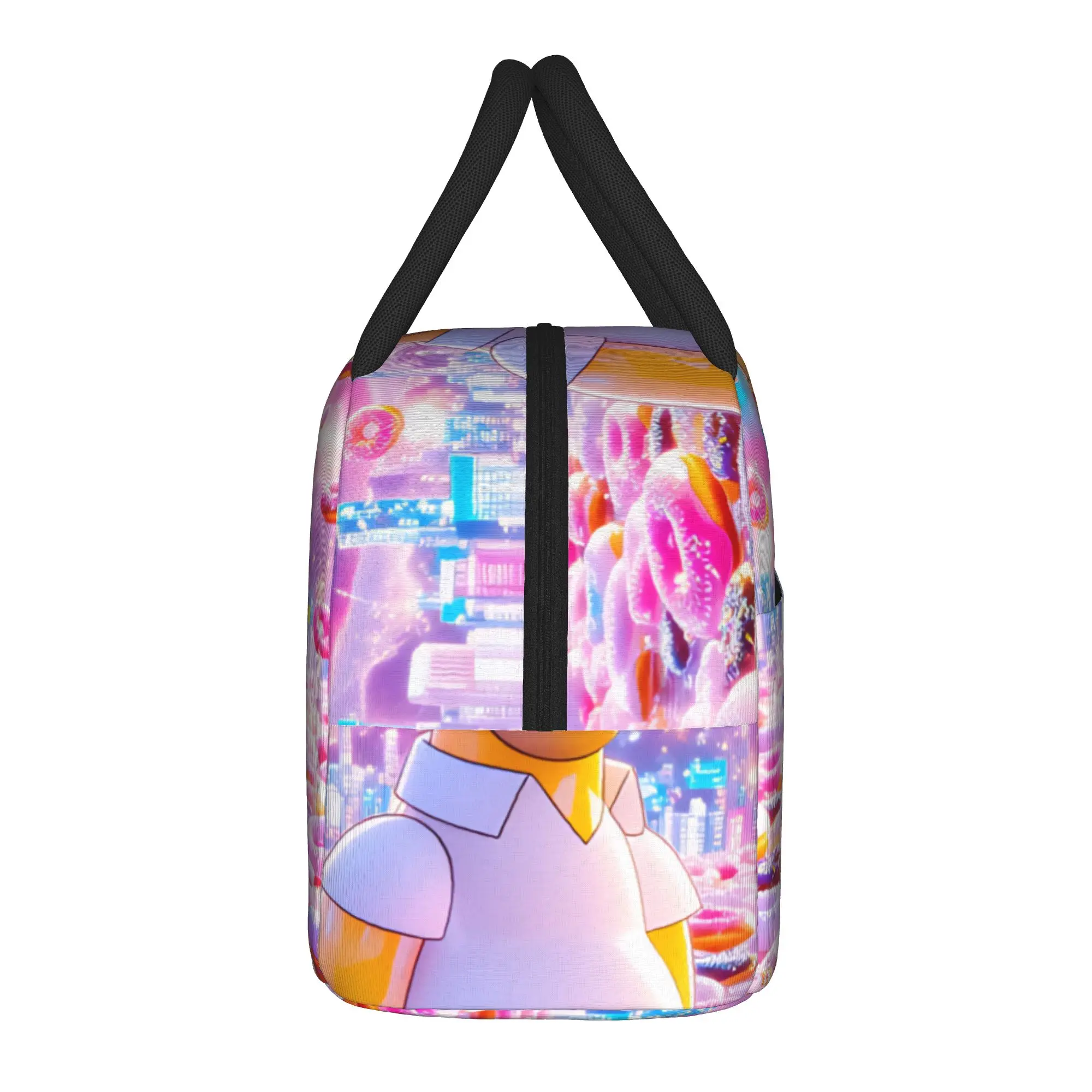 S-Simpsons Homer Donut Fantasy World Lunch Bag For Child Lunch Box Vintage Travel Cooler Bag Portable Oxford Thermal Lunch Bags