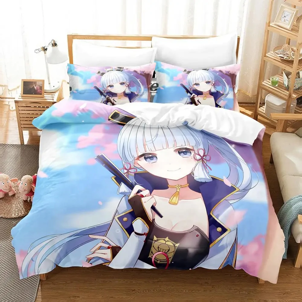 

Game Genshin Impact Kamisato Ayaka Bedding Set Duvet Cover Bed Set Quilt Cover Pillowcase Comforter king Queen Size Boys Adult