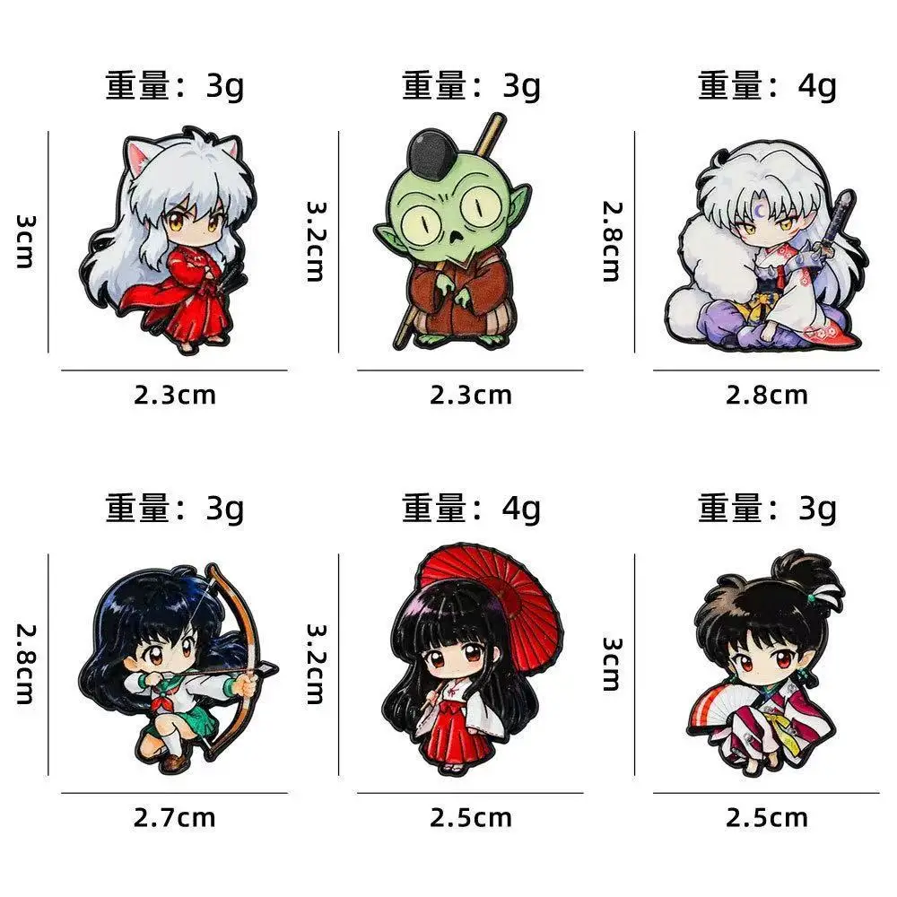 6Styles Anime Inuyasha Sango Badges Cute Cartoon Beagle Creative Couple Alloy Brooch for Game Fans Cosplay Accessories Gift