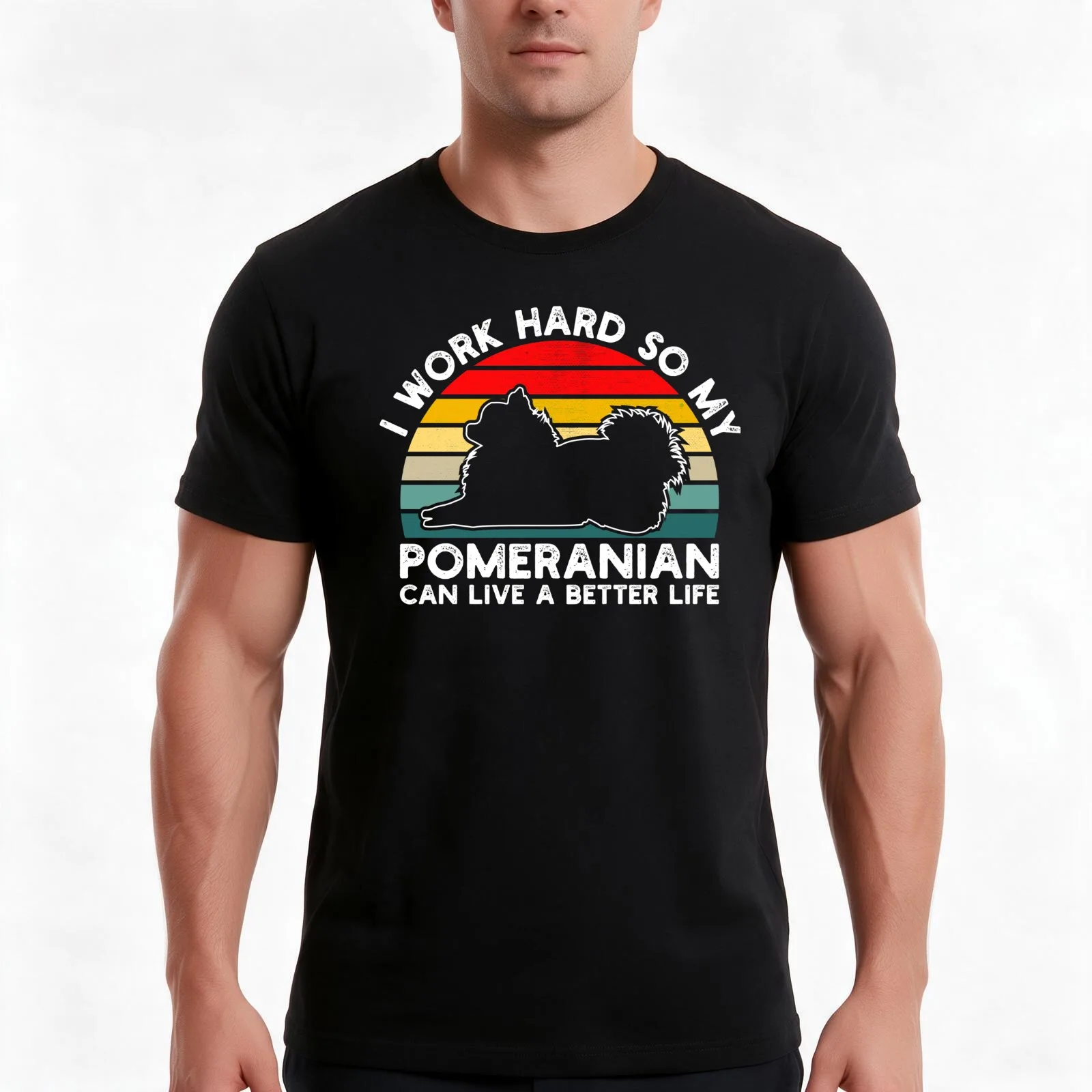 I Work Hard So My Pomeranian Can Live A Better Life T-Shirt, Summer Casual Cotton Tee, Oversized Streetwear Tops, 100% Cotton