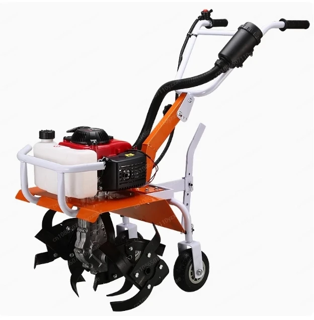 Small Agricultural Gasoline Rotary Tiller Home Hoe Weeding, Loosen Soil Open Ditch Plow