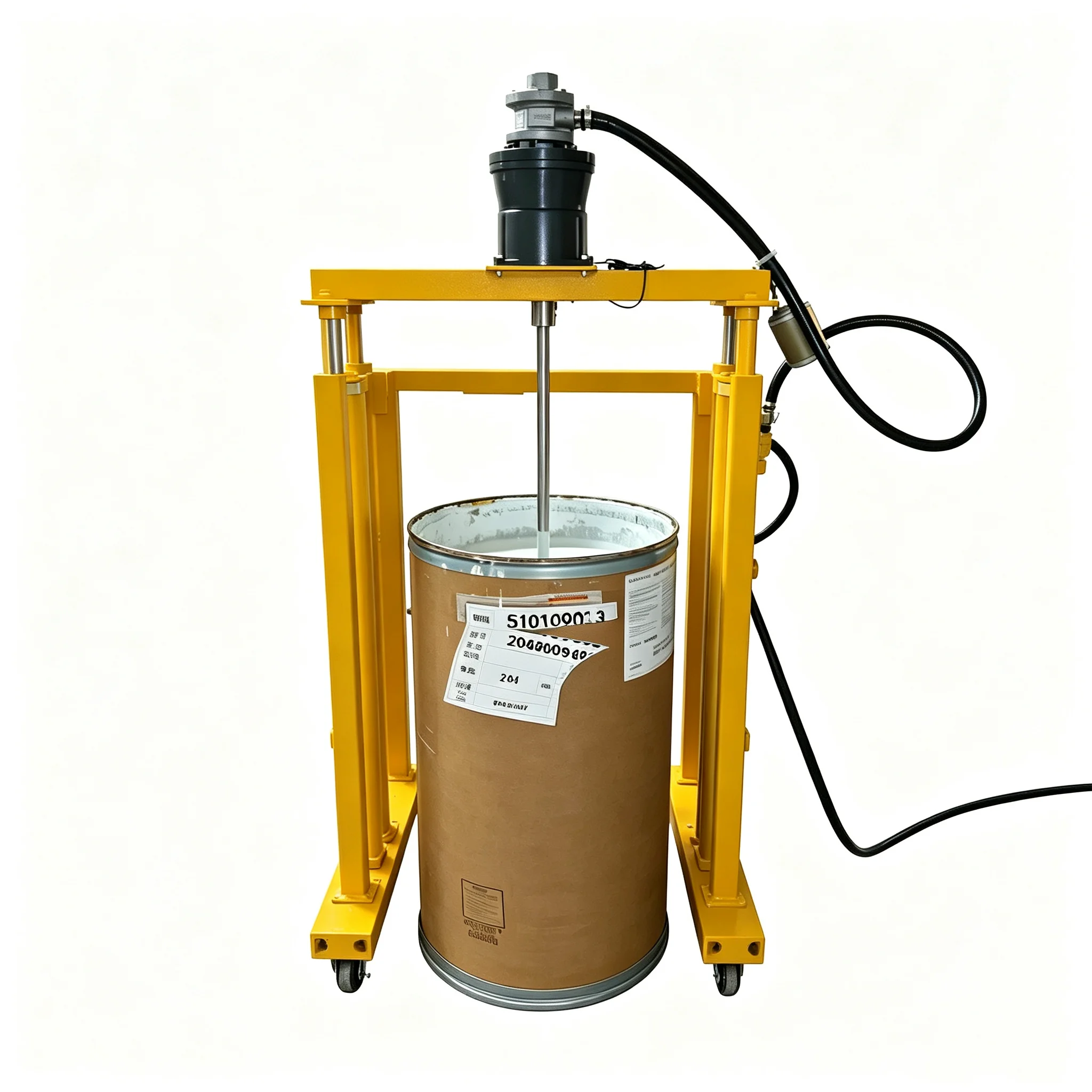55 Gallon Pneumatic Drum Mixer, Mobile Lift Air Agitator for 200L Open Top Barrel Explosion Proof Pneumatic Lifting Mixer