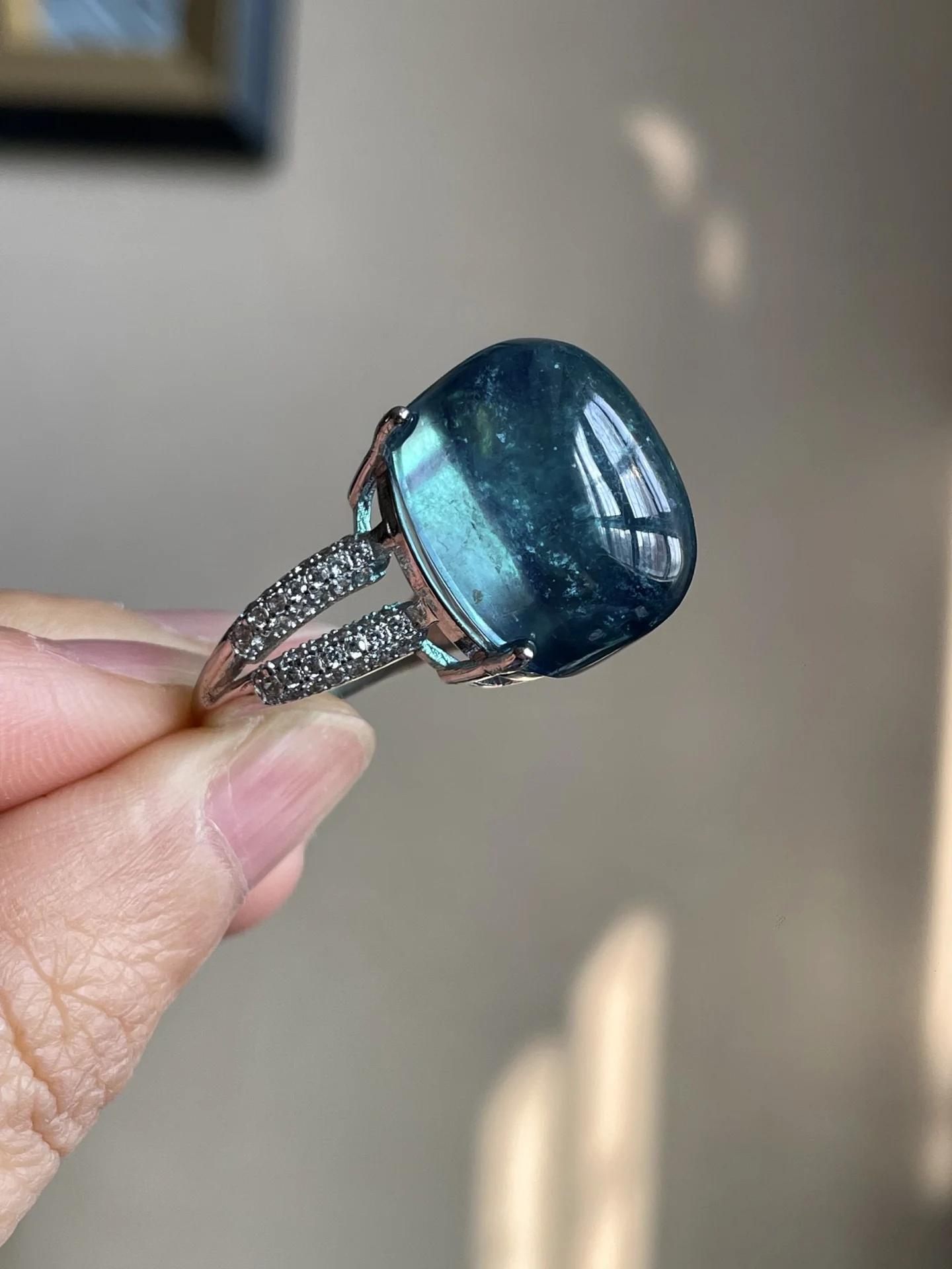 

Natural Blue Aquamarine Ring Adjustable Ring 925 Sterling Silver 18.8*13.7*17mm Clear Aquamarine Ring Jewelry AAAAAA