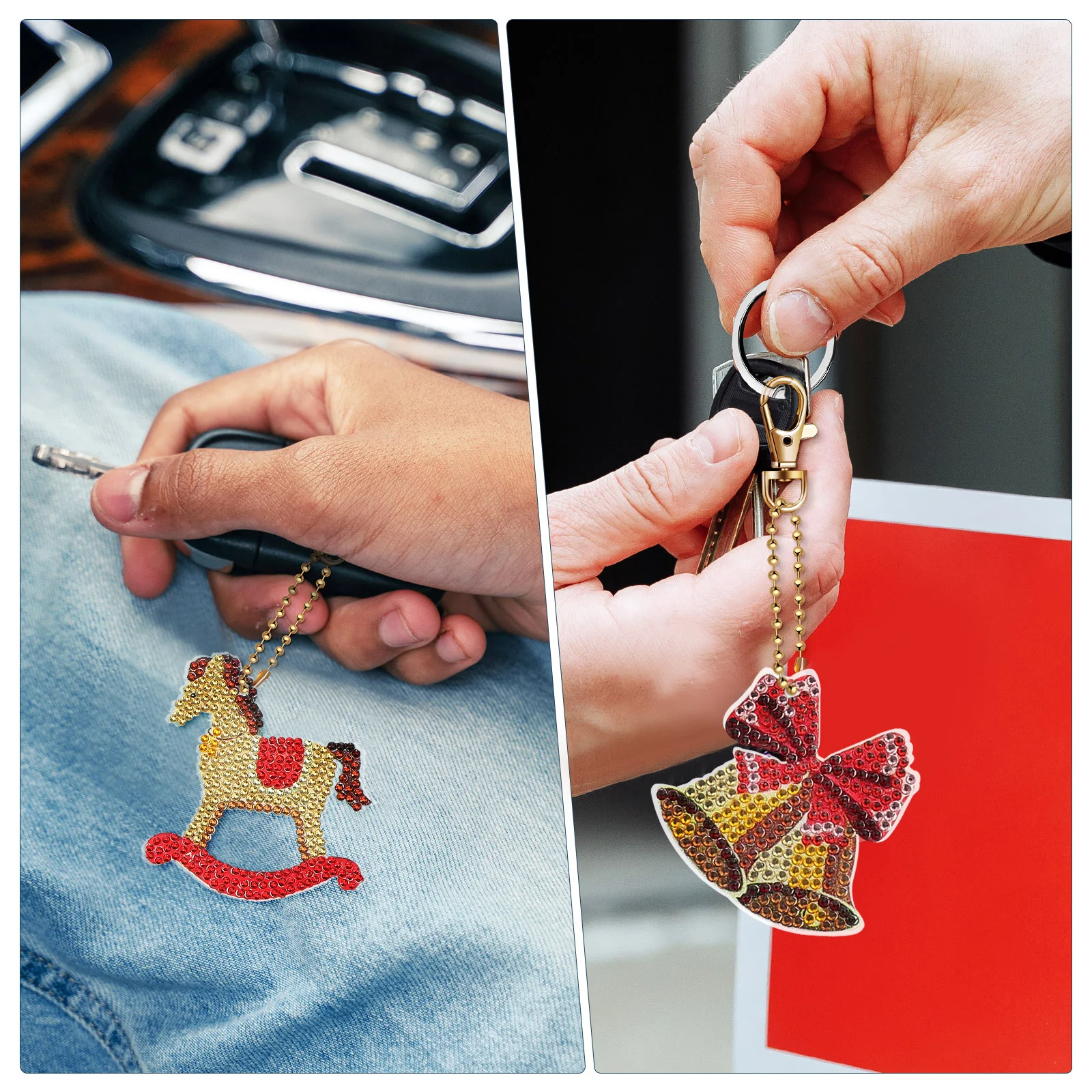 

1Set Christmas Diamond Art Keychain Kits Exquisite Designs Festive Atmosphere Durable Materials Multiple Purposes Unique Gifts