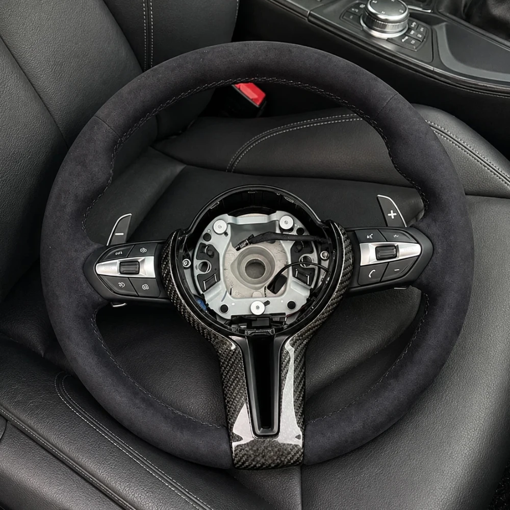Car Accessories For BMW F80 M3 M4 F82 F85 F90 X5 F15 F10 F20 F22 F30 F31 M2 F87 M3 E70 E90 Custom Suede Steering Wheel