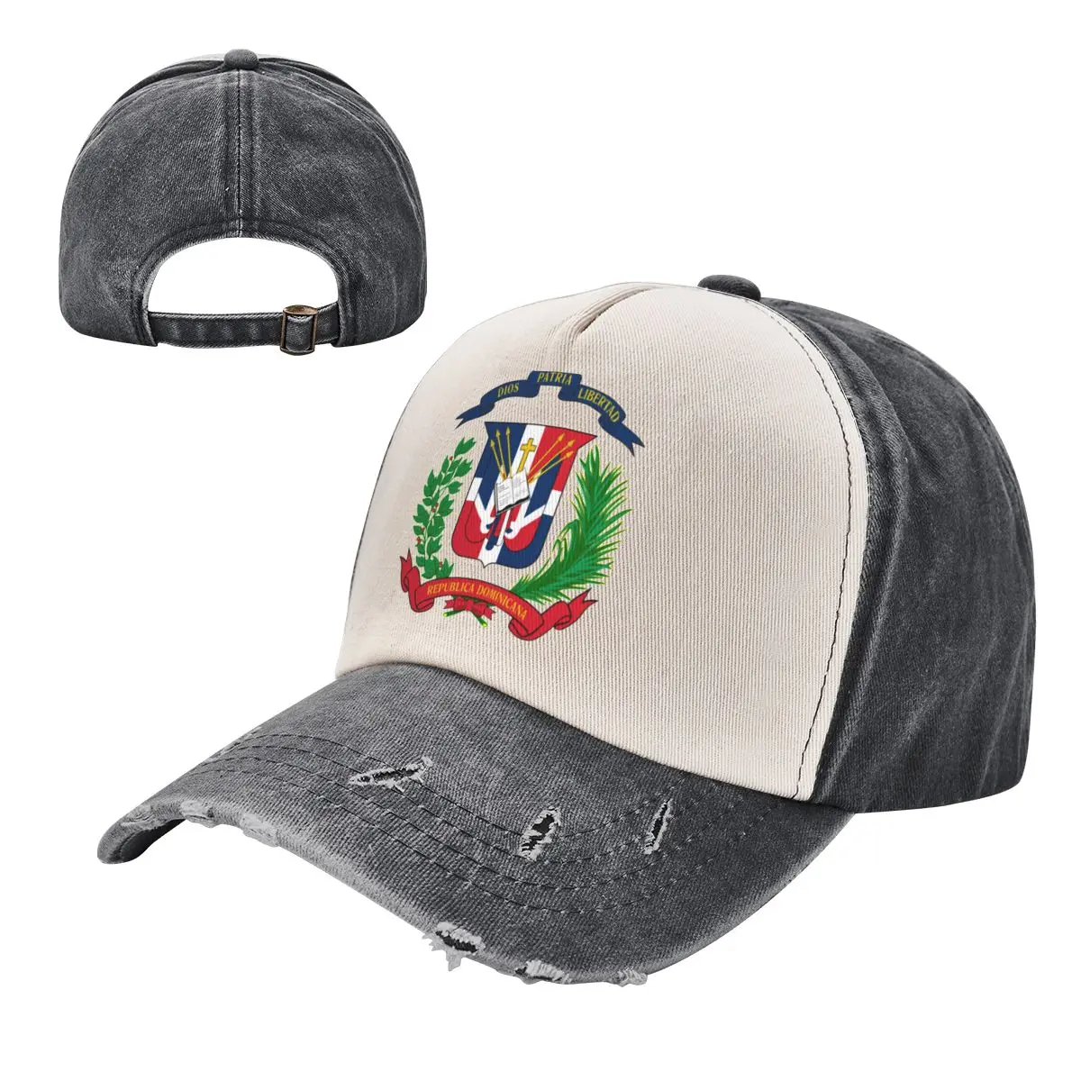 Emblem Of Dominican Republic Distressed Baseball Cap Dad Hats Men Women Vintage Washed Cotton Trucker Adjustable Gift