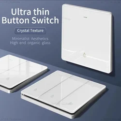 White Glass Wall Square Switch Panel EU UK Standard 16a Socket Large Panel Wall Light Switch Usb TypeC Socket Net TV Tel Socket