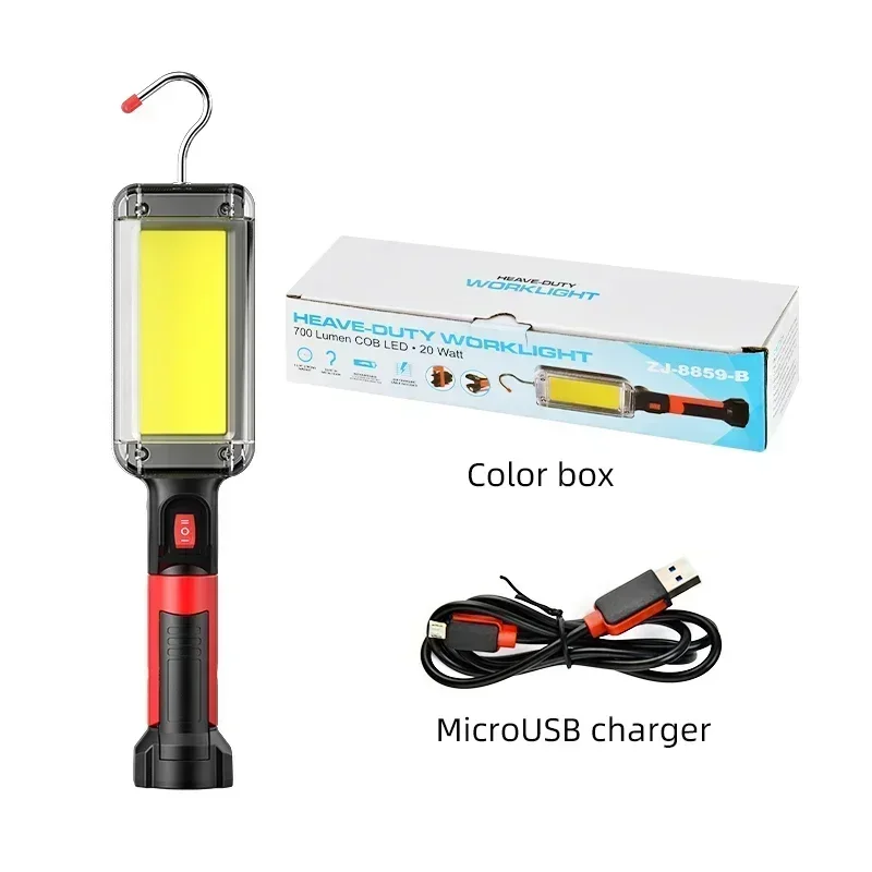 ضوء عمل LED قابل لإعادة الشحن - مصباح كاشف بخطاف مغناطيسي محمول مع مشبك مقاوم للماء (متين)