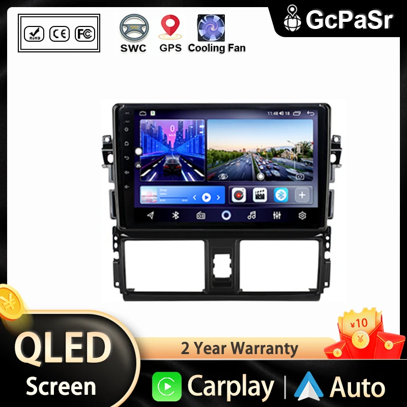 

For Toyota Vios Yaris 2013 2014 2015 2016 Auto Radio Android 13 Multimedia Stereo GPS Head Unit Navigation No 2din DVD Dash Cam