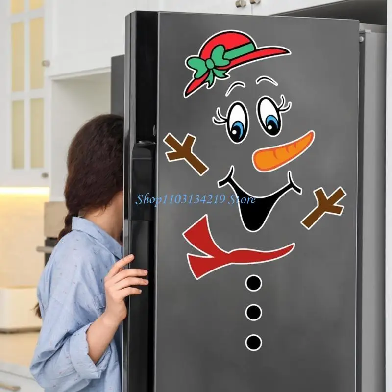N5KC Christmas Cartoon Snowman Gift Xmas Decorative Ornament for Home Office Microwave Whiteboard Decor Accessory