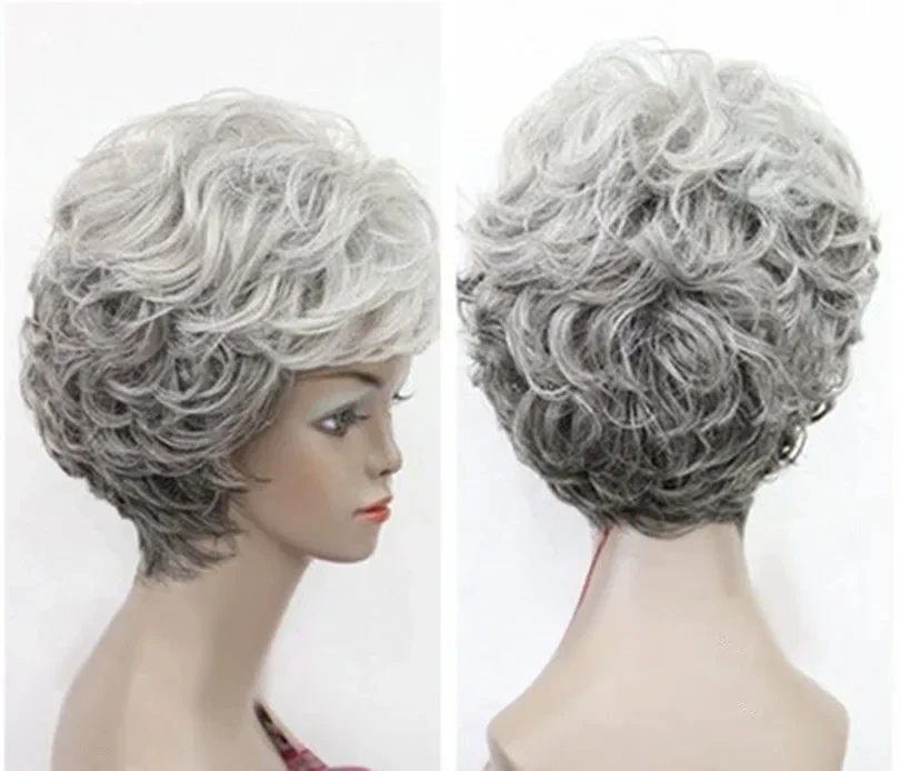 

Charm Women’s Grandma Mixed Grey Curly Lady Wig