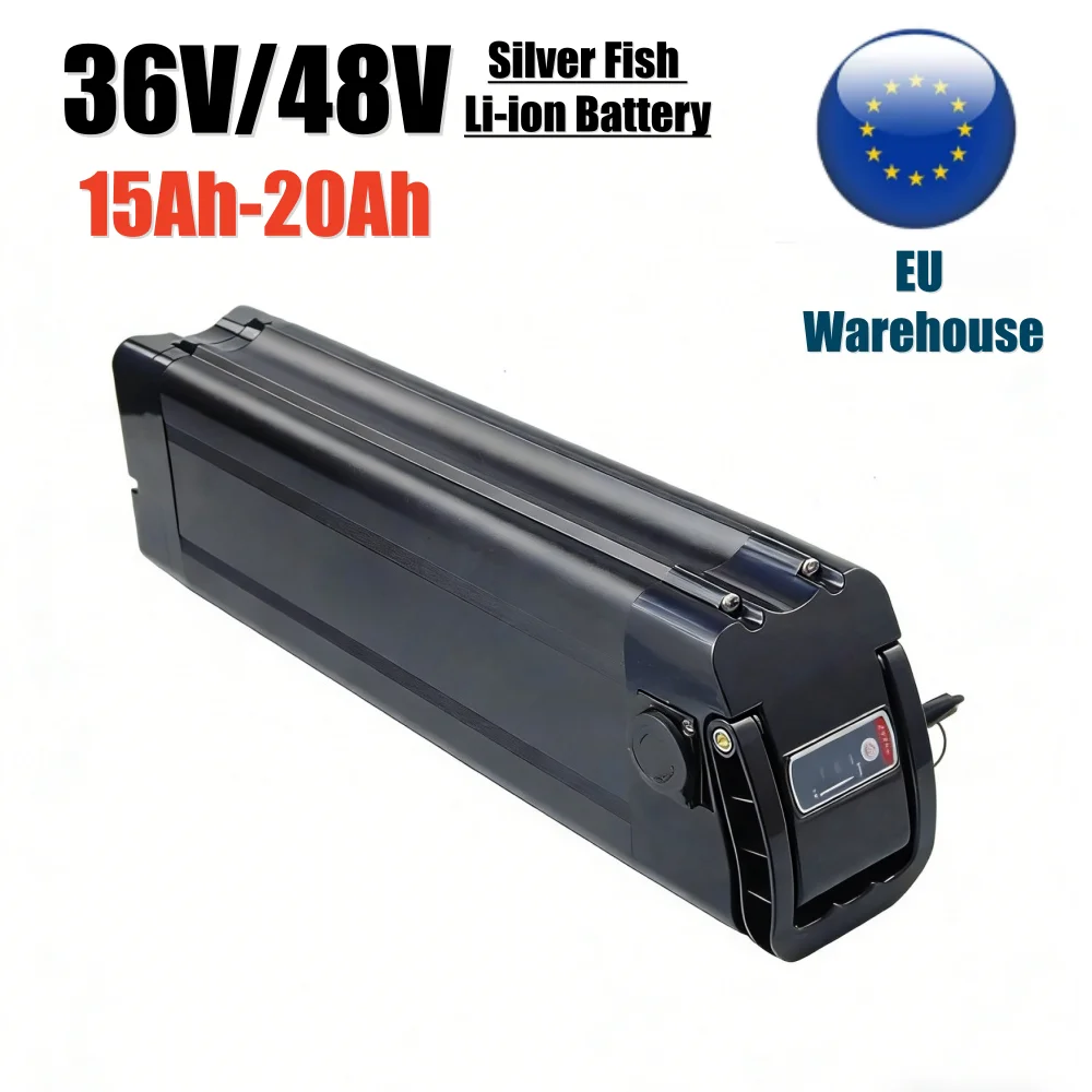 Batería recargable de litio 18650 de 36V/48V 20Ah 15Ah con BMS integrado de 30A para kit de motor Bafang Silverfish de 250W-1000W con cargador de 2A