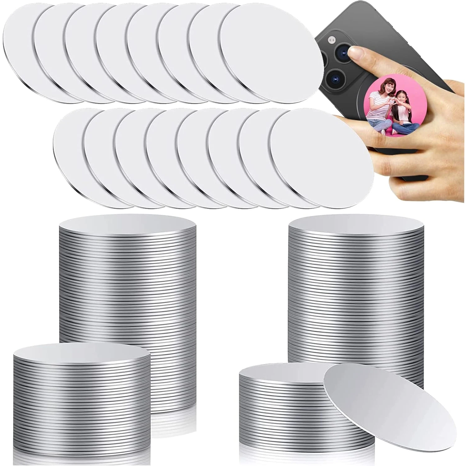 30 Pieces 1.5 Inch Sublimation Blank Aluminum Stickers Sublimation Aluminum Sheet Round Metal Board Photo Pendant DIY