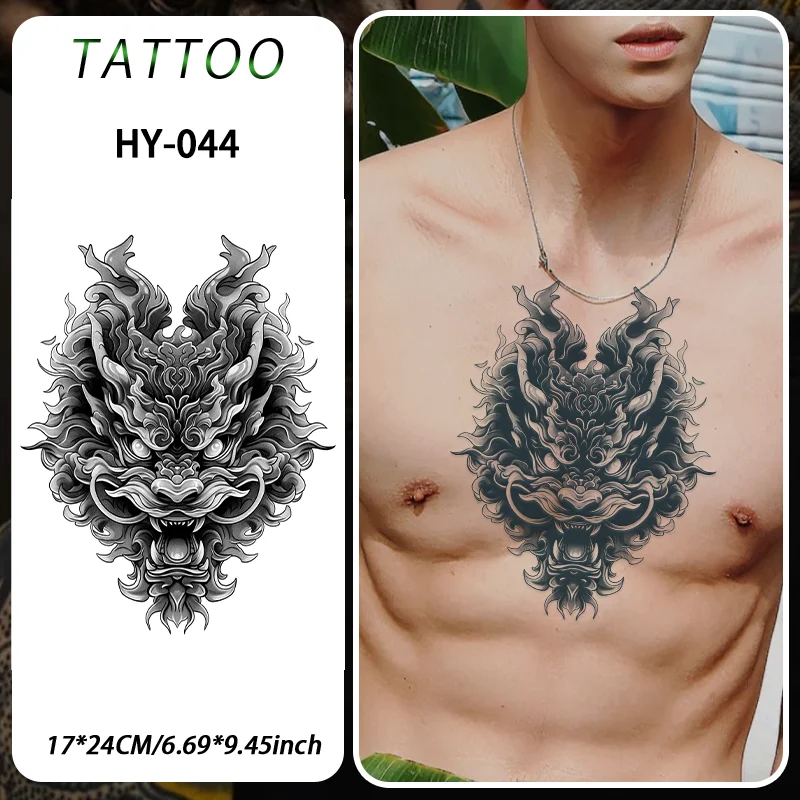 Dragon Head Waterproof Temporary Tattoo Sticker, Long-lasting Waterproof for 1-2 Weeks, Realistic Semi-Permanent Fake Tattoo