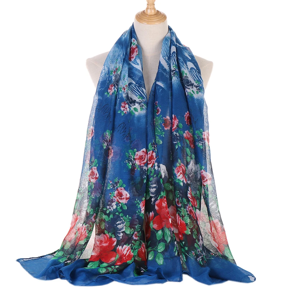 

Floral Print Long Scarf Women Muslim Hijab Bandanas Headband Shawl Wrap Turban Islamic Stoles Pashmina Bufanda Foulard Scarves