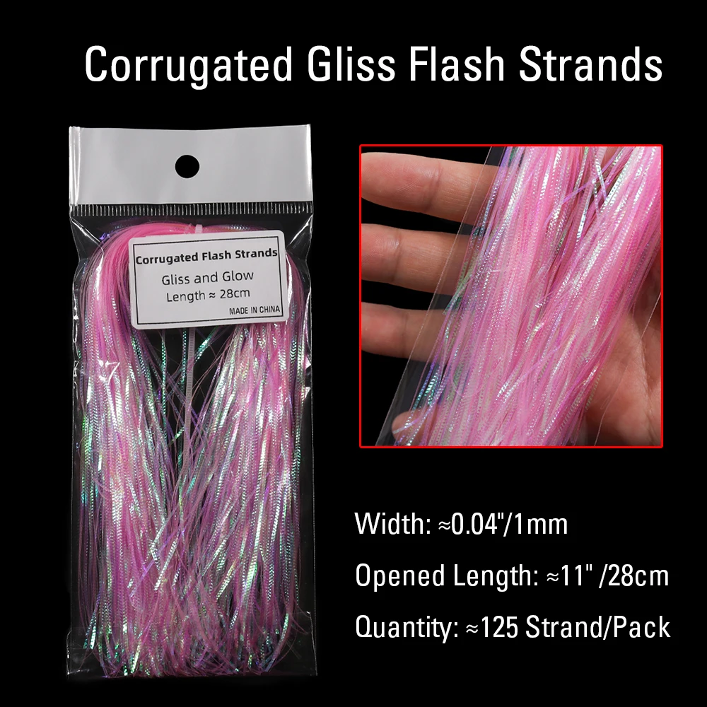 ICERIO 1mm Width Corrugated Gliss Strands UV Flash Tinsel Simulates Fish Scales Minnow Streamer Fly Tying Material