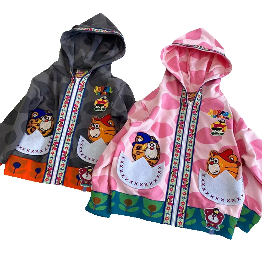 

2025 New Autumn And Winter Hoodie With Looped Cartoon Bear Cute Warm And Beautiful Vintage Embroidered Printed Jacket