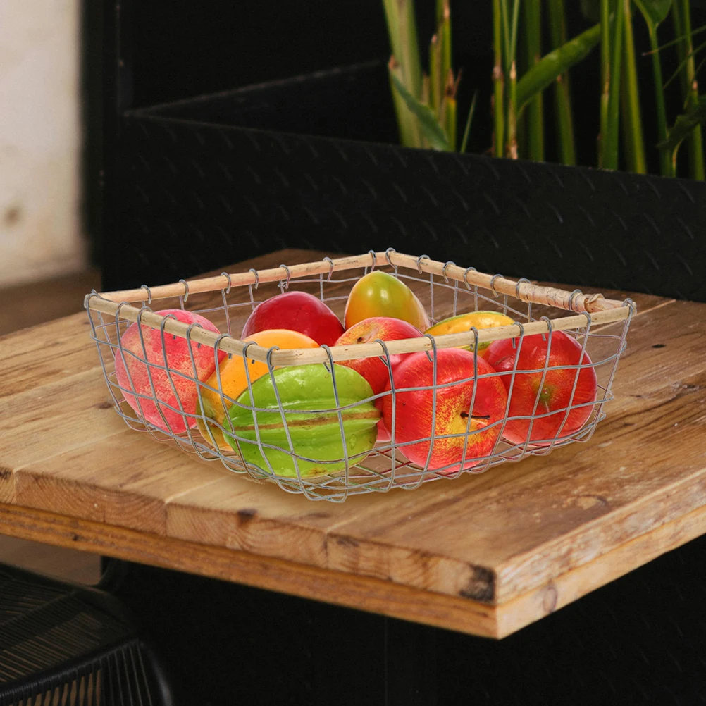 

Iron Woven Basket Kitchen Living Room Bedroom Storage Solution Fruit Bread Holder Versatile Aesthetic Minimalist Design