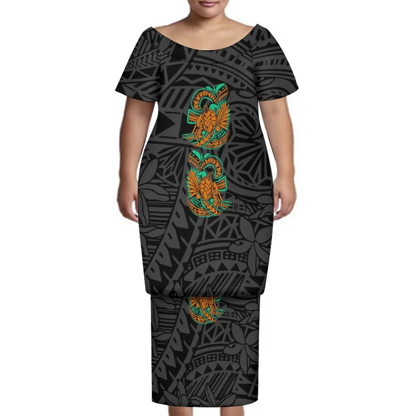 Nouveau Samoan créatif usage quotidien imprimé fleuri femmes Puletasi hauts et robes longues robes de fête de Festival polynésien