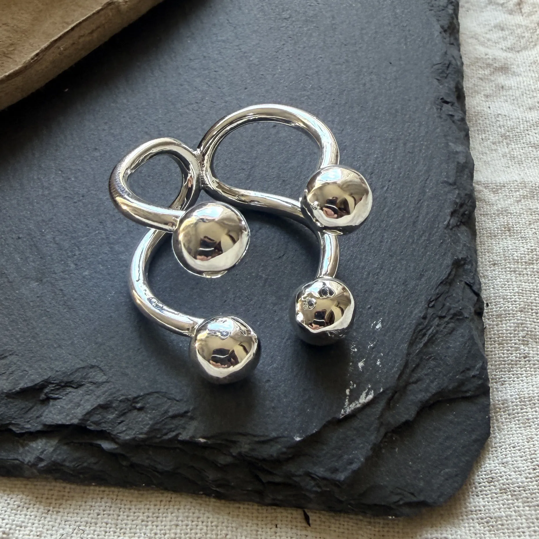 Women's 925 Sterling Silver Minimalist Handmade 4 Balls Ring