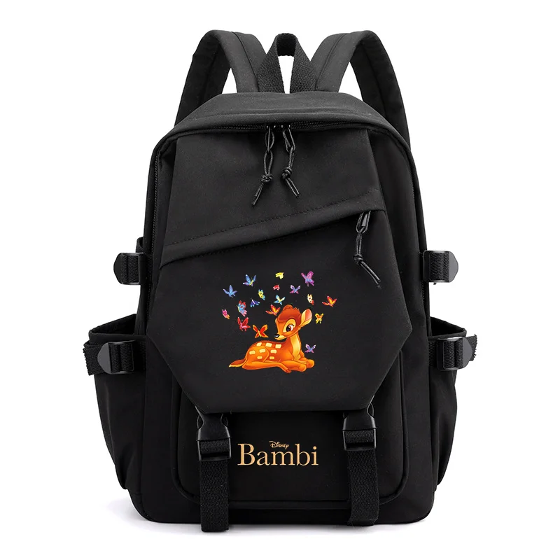 Disney-Mochila Bambi para meninos e meninas, mochila para estudante adolescente, mochila escolar, bolsa de viagem