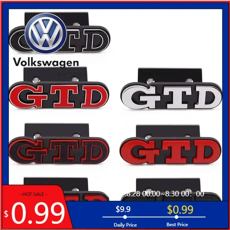 

VW 2026 Hot 3D Metal GTD Logo Car Rear Trunk Badge Sticker Front Grill Emblem For VW Polo GTD MK4 MK5 MK6 MK7 Golf 4 5 6 7 Auto
