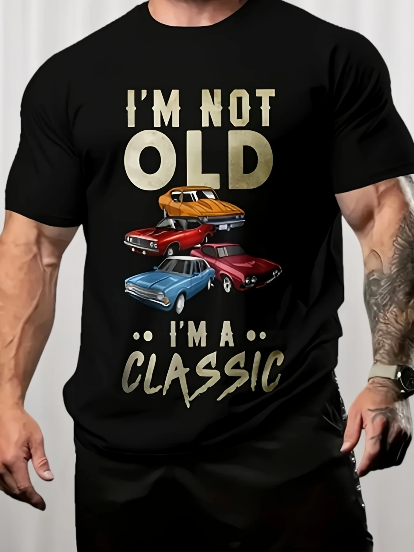 تي شيرت رياضي عصري صيفي رائع مجموعة متنوعة من الألوان نمط طباعة السيارة مريح بأكمام قصيرة ورقبة مستديرة عادية في الهواء الطلق