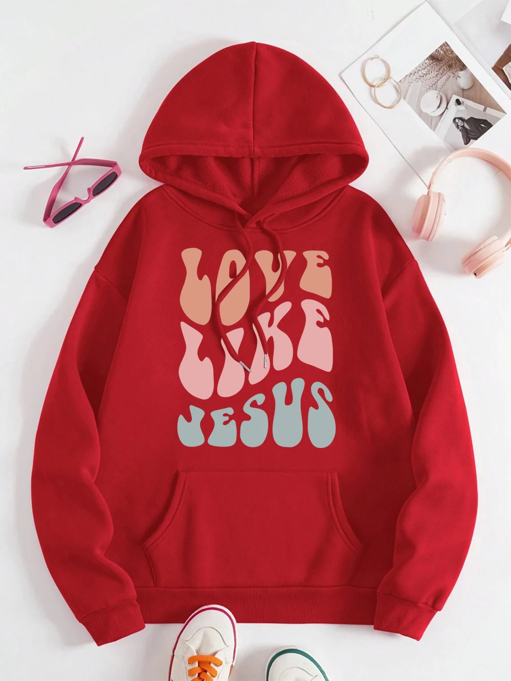 Love Like Jesus Letter Graphic Men Women Hoodie Cute Oversize Hoodies Casual Fleece Clothing Autumn Hip Hop Streetwear Couple