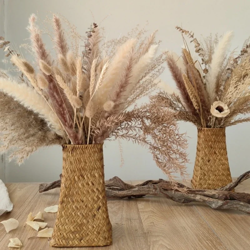 Vintage Reed Flower Bouquet, Exquisite Desktop Display, Creative Dried Flower Ornament, Natural Home Decor, Rustic Centerpiece