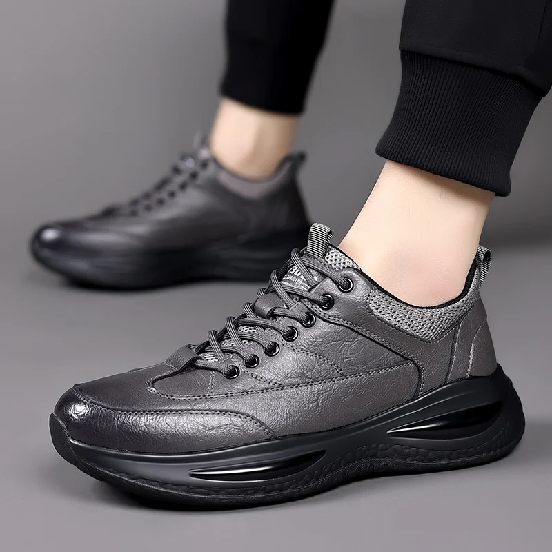 

Handmade Leather Men Shoes Fall Design Sneakers Casual Leather Shoes Men Outdoor Fashion Solid Color Retro Work Shoes Men