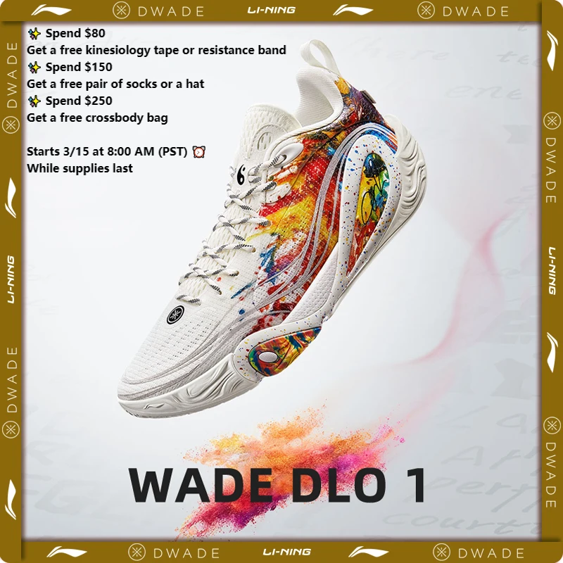 

Li-Ning Men's WADE DLO 1 On Court Basketball Shoes BOOM Cushion Lightweight High-Rebound LiNing Professional Sneakers ABPV009