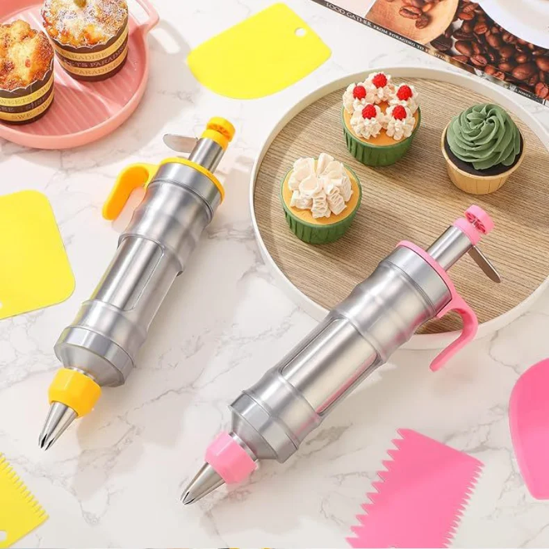 

Cookies Cream Filling Injector，Cake Decorating Piping Syringe, DIY Cupcake Decorating Nozzle, Frosting Making for Dessert