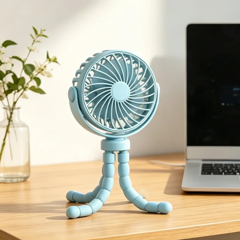 360° Rotatable Flexible Clip On Mini Fan, USB Rechargeable Strong Airflow Handheld Portable Fan for Stroller Crib Car Seat Bike Treadmill Outdoor Travel