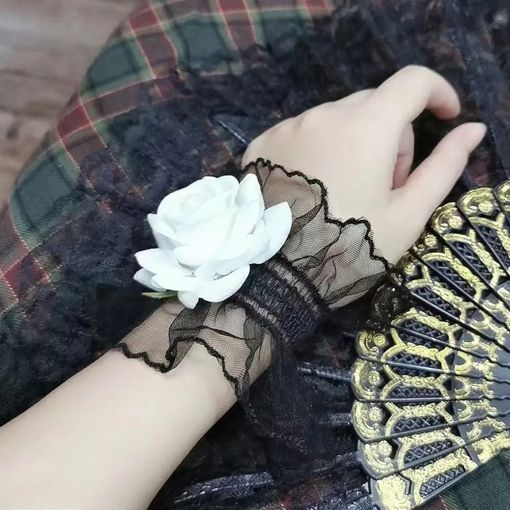 1PC Hand Sleeve Arm Sleeve Elastic Ruffled Floral Layered Lace Arm Cuffs Oversleeves Lolita Maid Cosplay Arm Cover