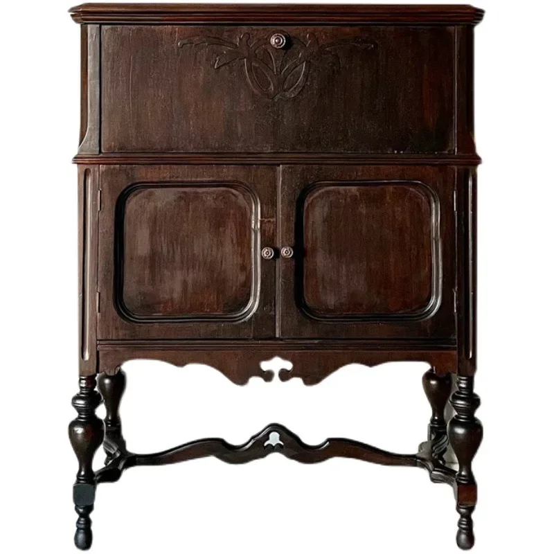 

French medieval entrance cabinet solid wood storage