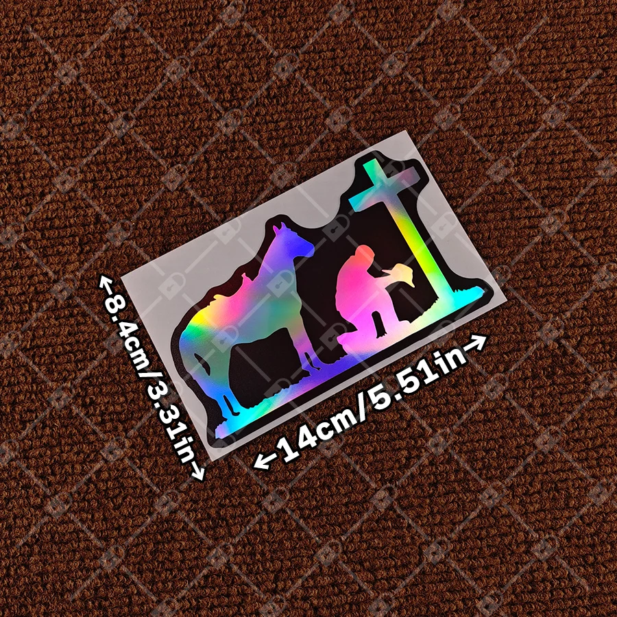 1 piece of car decal - denim and horse vinyl sticker, cross-shaped decal, compatible with plastic surfaces, denim sticker