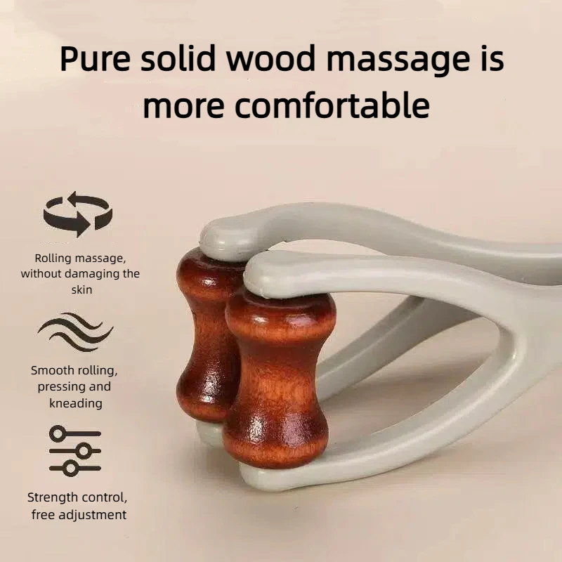 Finger massager, solid wood roller massage clip, hand joint meridian massage, finger scraping magical massager