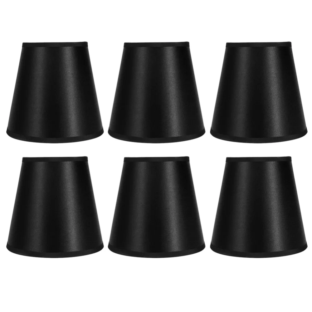 6PCS Simple Black Chandelier Lamp Shades Metal Cloth PVC Clip On Clip On Lamp Shades E14 Lamp Shades Crystal Chandelier