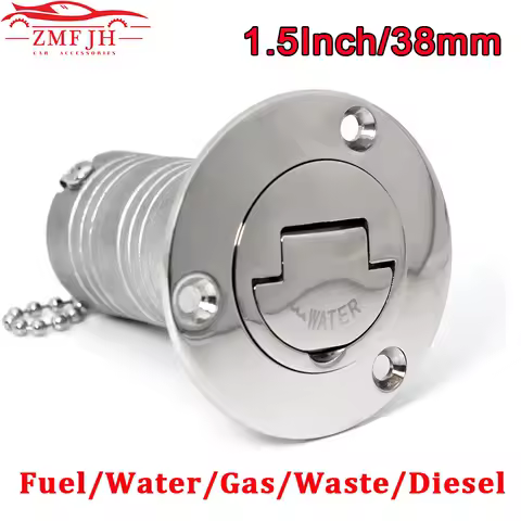 1.5" 38mm Deck Filler Fill FUEL GAS DIESEL WATER WASTE stainless steel 316 Keyless Cap boat Hardware accessories Socket yacht