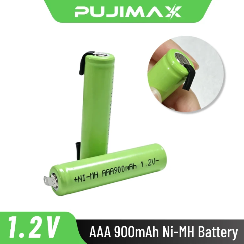 PUJIMAX AAA 1.2V 900mAh Ni-MH Battery with Solder Tabs for Philips Razor Braun Toothbrush Flashlight Remote