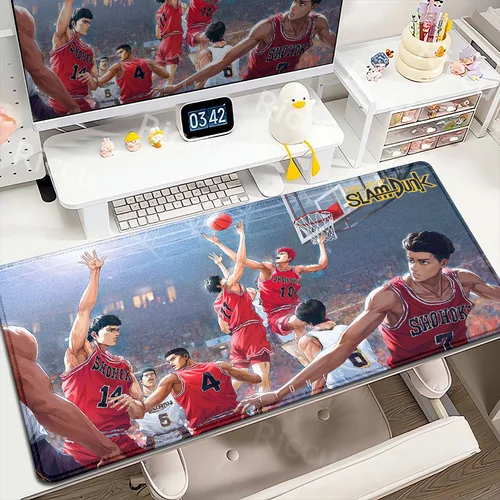 Imagen 1 del producto Alfombrilla de ratón XXL de Anime Slam Dunk, alfombrilla de mesa grande antideslizante para Gamer, accesorios para Pc, alfombrilla con borde de bloqueo, alfombrillas de escritorio de goma para gabinete de teclado
