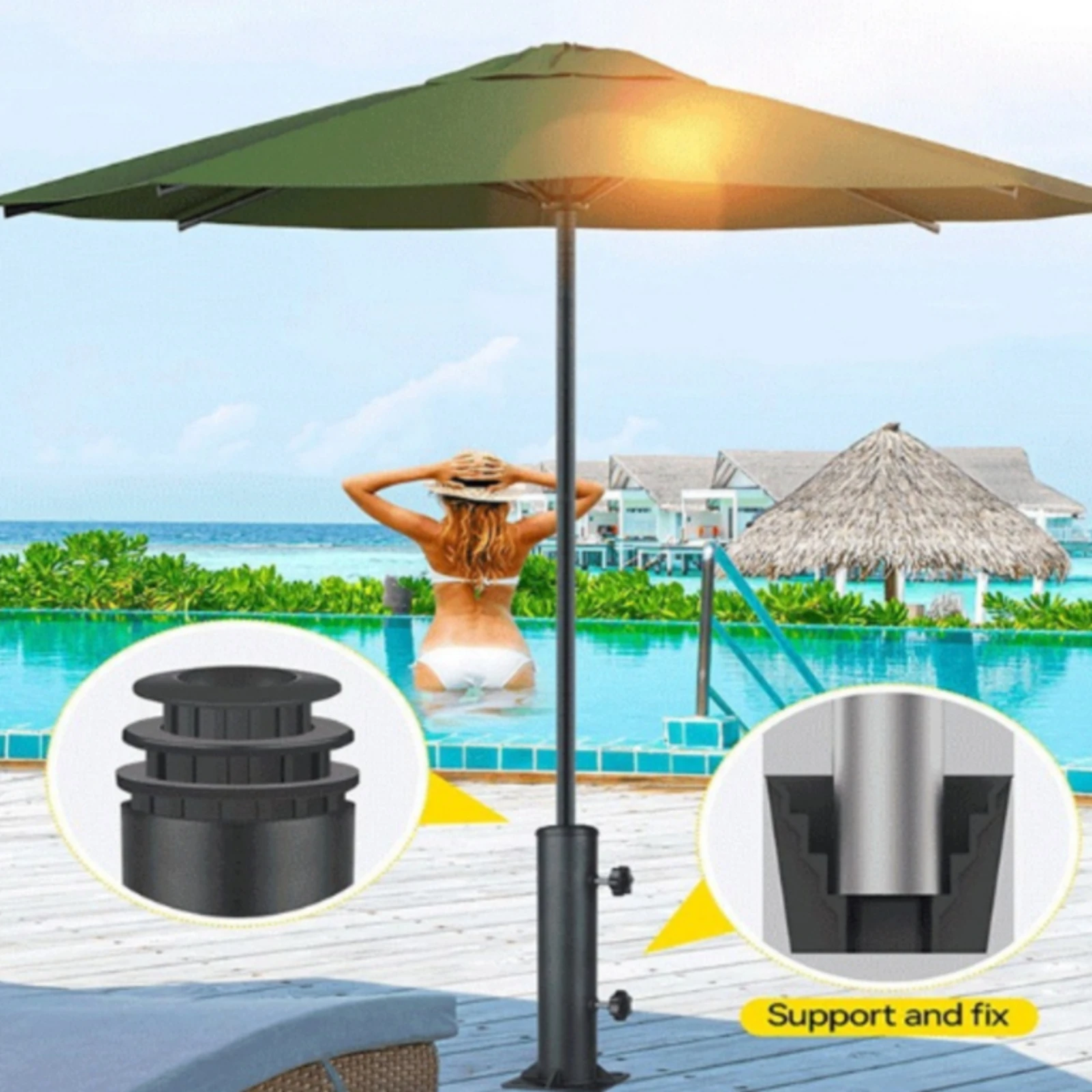 Umbrella Base Mounting Bracket Rust Resistant Umbrella Stand with Sleeve Inserts Hardware Weatherproof Adjustable for Homeowners