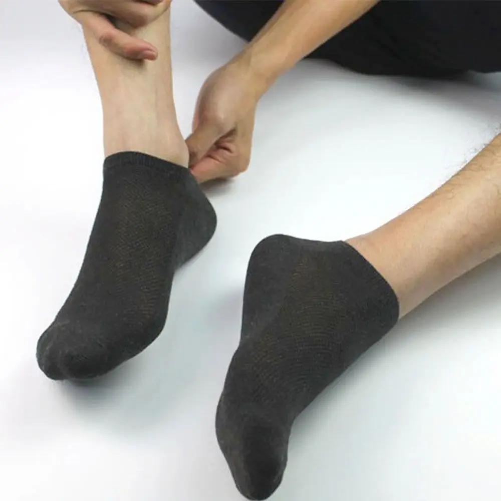 Summer Men Ankle Socks Breathable Thin Mesh Invisible Polyester Cotton Boat Socks